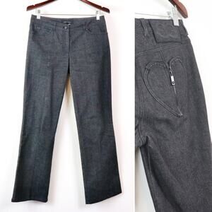 Escada Size US 8 | DE 38 Straight Leg Jeans Heart Zipper Pocket Black